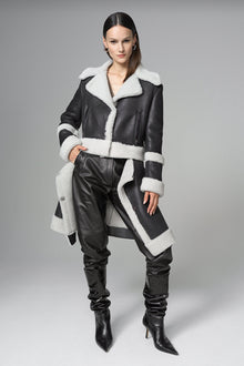  2in1 Black Shearling Fur Overcoat-0