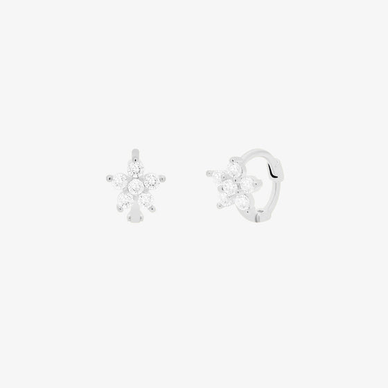 Dainty cubic flower huggie earring-5