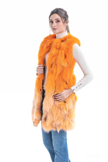  Orange Genuine Fox Fur Vest-0