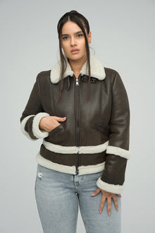  Brown Merino Shearling Leather Jacket-0