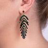 Areca Palm Leaf Reclaimed Rosewood Dangle Earrings-2